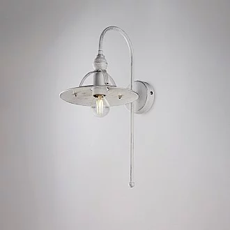 Applique Cantina Stile Industrial 1 Luce Ferro Bianco E Argento