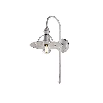 Applique Cantina Stile Industrial 1 Luce Ferro Bianco E Argento