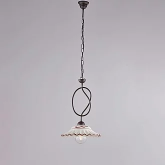 Sospensione Country Chic Bistrot 1 Luce Ruggine Con Ceramica Vietrese