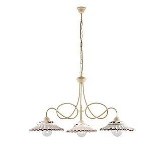 Lampadario Country Chic Bistrot 3 Luci Avorio Con Ceramica Vietrese