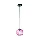 Sospensione Ovale Alta Moderna Plisse Rosa 1 Luce E27 In Vetro Rigato