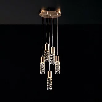 Plafoniera GU10 Led Design Moderno Oro Satinato Con Strass Cristallo 5 Luci Teo