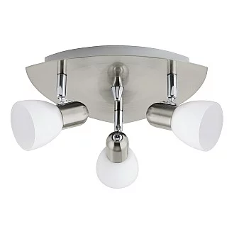 Spot Contemporaneo Enea In Acciaio Nichel Satinato 3 Luci E14 40W Ip20