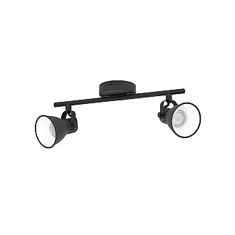 Spot Moderno Seras 2 In Acciaio Nero 2 Luci Gu10 3W Ip20