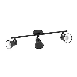 Spot Moderno Seras 2 In Acciaio Nero 3 Luci Gu10 3W Ip20