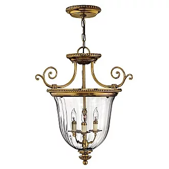 Lampadario Contemporaneo Cambridge Ottone Brunito Vetro 3 Luci E14