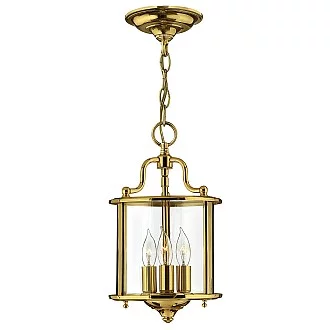 Lampadario Contemporaneo Gentry Ottone Lucido Vetro 3 Luci E14