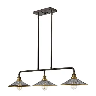 Lampadario Vintage Rigby Acciaio Bronzo Buckeye 3 Luci E27