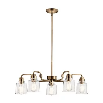 Lampadario Contemporaneo Aivian Acciaio Ottone Anticato 5 Luci E27