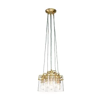 Lampadario Contemporaneo Brinley Acciaio Ottone Spazzolato 6 Luci E27