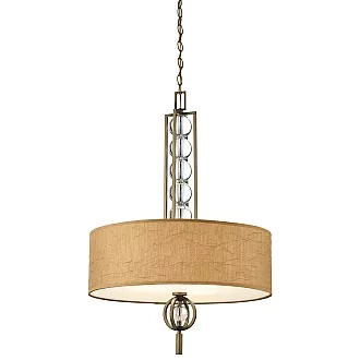 Lampadario Contemporaneo Celestial In Legno Bronzo Cambridge Tessuto 3 Luci E27