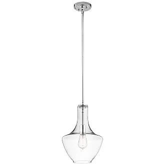 Sospensione Contemporanea Everly Acciaio Vetro 1 Luce E27