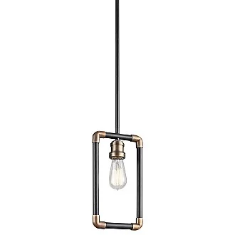 Sospensione Industrial Nordica Imahn Acciaio Nero Ottone 1 Luce E27