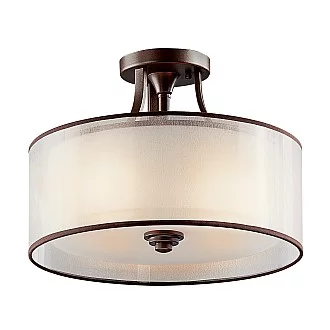 Lampadario Contemporaneo Lacey Acciaio Bronzo Antico Tessuto 3 Luci E27