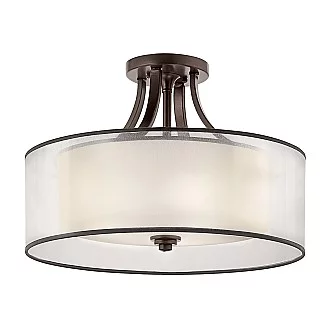 Lampadario Contemporaneo Lacey Metallo Bronzo Antico Tessuto 4 Luci E27