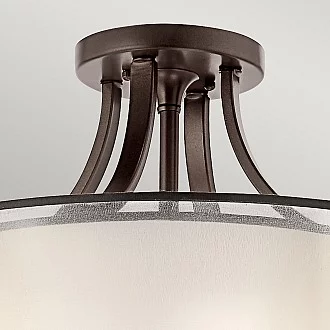 Lampadario Contemporaneo Lacey Metallo Bronzo Antico Tessuto 4 Luci E27