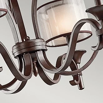 Lampadario Contemporaneo Lacey Acciaio Bronzo Antico Tessuto 9 Luci E14