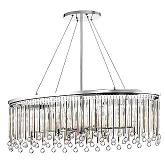 Lampadario Contemporaneo Piper Acciaio Cromo Lucido Grande 6 Luci E14