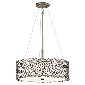 Lampadario Contemporaneo Silver Coral Metallo Peltro Classico Vetro 3 Luci E27