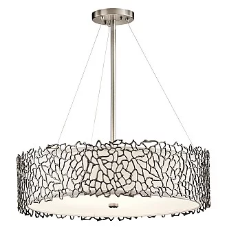 Lampadario Contemporaneo Silver Coral Metallo Peltro Classico Vetro 4 Luci E27