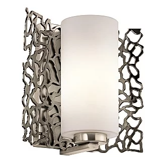 Applique Contemporanea Silver Coral Metallo Peltro Classico Vetro 1 Luce E27