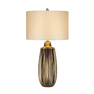 Lampada Da Scrivania Contemporanea Newham In Ceramica Bronzo Bianco 1 Luce E27