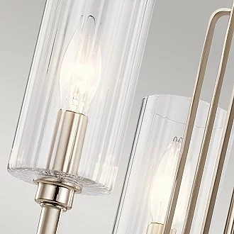 Lampadario Contemporaneo Kimrose Acciaio Nichel Lucido Vetro 3 Luci E14