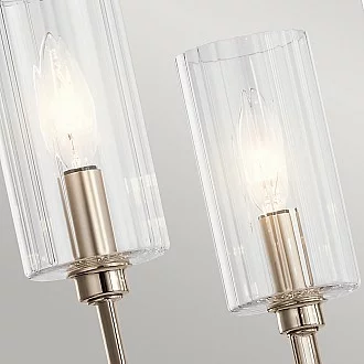 Lampadario Contemporaneo Kimrose Acciaio Nichel Lucido Vetro 6 Luci E14