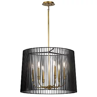 Lampadario Contemporaneo Linara Acciaio Nero Ottone Naturale Ottone 6 Luci E14