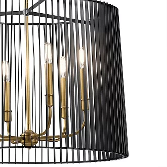 Lampadario Contemporaneo Linara Acciaio Nero Ottone Naturale Ottone 6 Luci E14