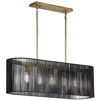 Lampadario Contemporaneo Linara Acciaio Nero Ottone Naturale Ottone 5 Luci E27