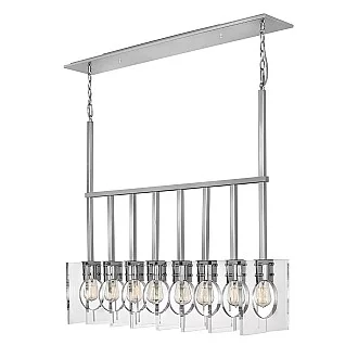 Lampadario Contemporaneo Ludlow Acciaio Nichel Lucido Acrilico 8 Luci E27