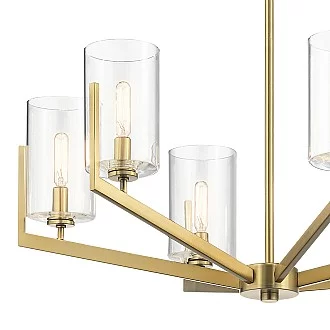 Lampadario Contemporaneo Nye Acciaio Ottone Naturale Spazzolato 6 Luci E14