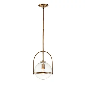 Sospensione Industrial Nordica Somerset Acciaio Ottone Antico Vetro 1 Luce E27