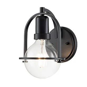 Applique Industrial Nordico Somerset Acciaio Nero 1 Luce E27 60W K Lm