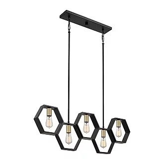 Lampadario Industrial Nordico Bismarck Acciaio Nero Terra 5 Luci E27