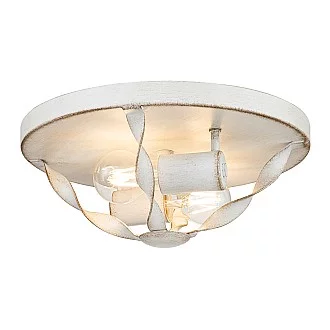 Plafoniera Industrial Nordica Bradbury Acciaio Bianco Antico 2 Luci E14