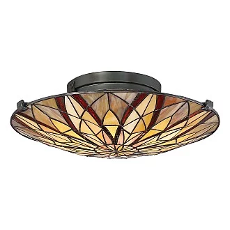 Lampadario Tiffany Victory Vetro Bronzo Valiant 2 Luci E27