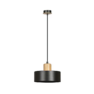 Sospensione Nordica 1 Luce Torin In Acciaio Nero E Legno