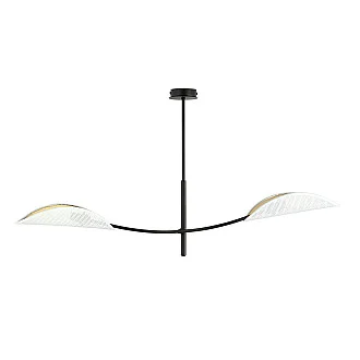 Sospensione Nordica 2 Luci Lotus In Acciaio Nero Bianco E Oro Bracci Regolabili