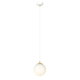 Sospensione Contemporanea Royal 1 Luce In Acciaio Bianco Sfera Vetro Bianco