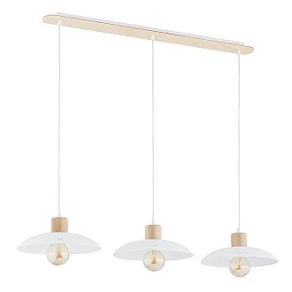 Sospensione Nordica Kobe 3 Luci In Legno E Acciaio Bianco