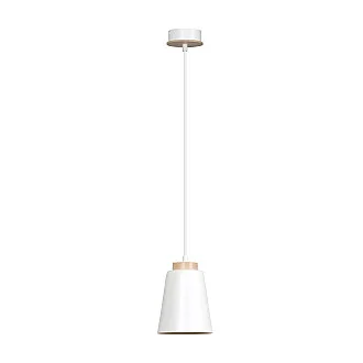 Sospensione 1 Luce Bolero A Cono In Acciaio Bianco E Legno Naturale