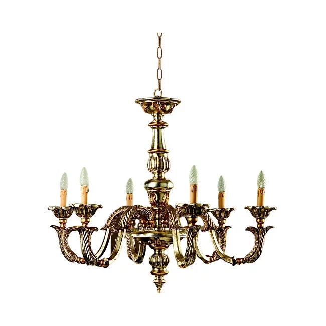 Homi-Lampadario In Legno Classico Argento Mecca 6 Luci Cavaliere-705-6-02-