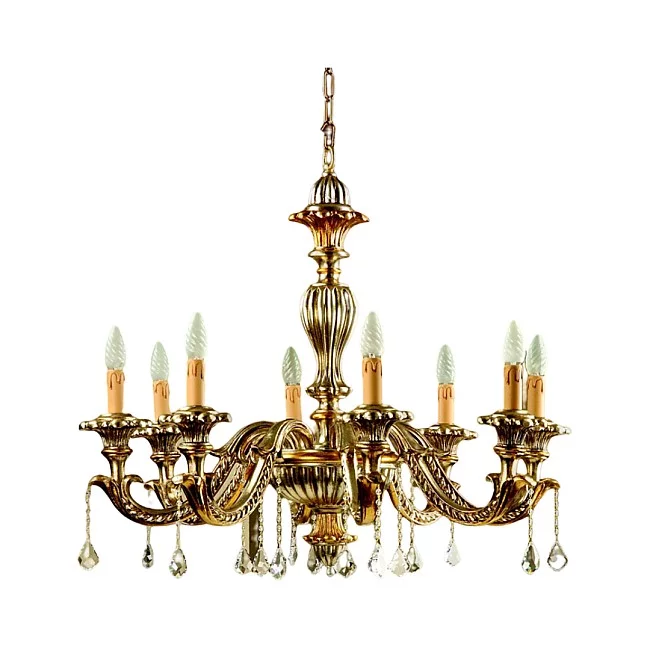 Homi-Lampadario In Legno Classico Argento Mecca 8 Luci Fagiano-735-8-02-