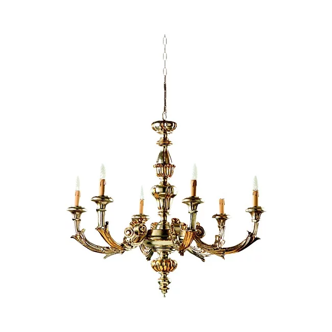 Homi-Lampadario In Legno Classico Argento Mecca 6 Luci Rondone-785-6-02-