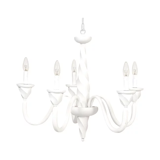 Homi-Lampadario In Legno Classico Bianco Opaco 5 Luci Coromorano-808-5-71-