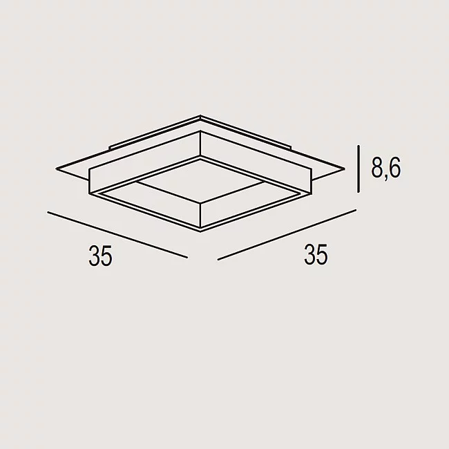 Exclusive Light-Plafoniera Contemporanea Square Metallo Rame Opaco Led 28W-SQUARE-Q35-MC-8057506380060