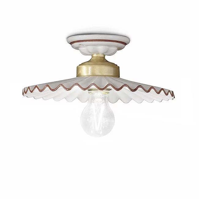 Ferroluce-Plafoniera Classica LAquila Ottone E Ceramica Decorato Diam. 23Cm Luce E27-C014-OS-MA-8056598471342