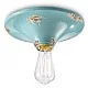 Ferroluce-Plafoniera Vintage Tonda Grande Ceramica Azzurra 1 Luce E27-C134-VIA-8056772560602
